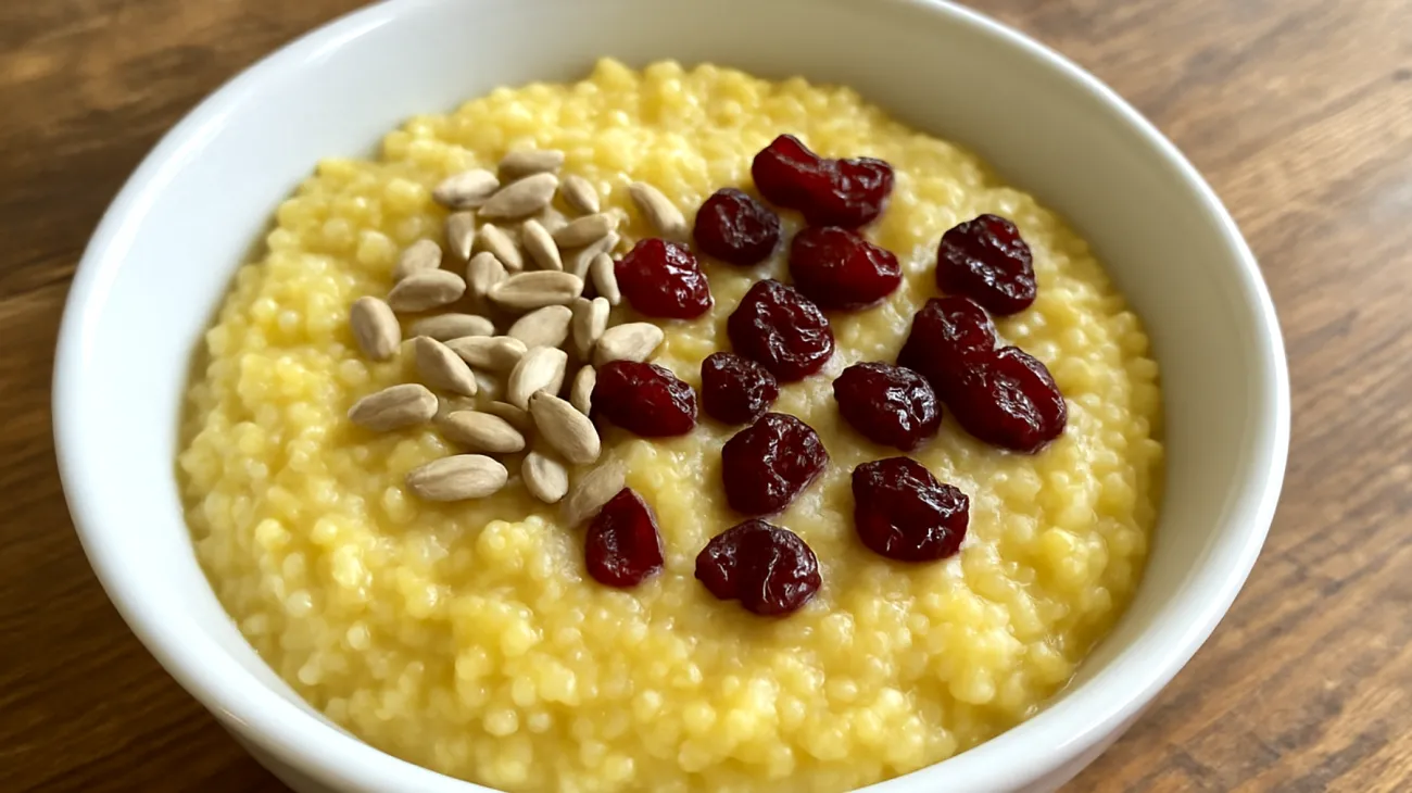 Porridge di miglio con semi di girasole e mirtilli rossi secchi"