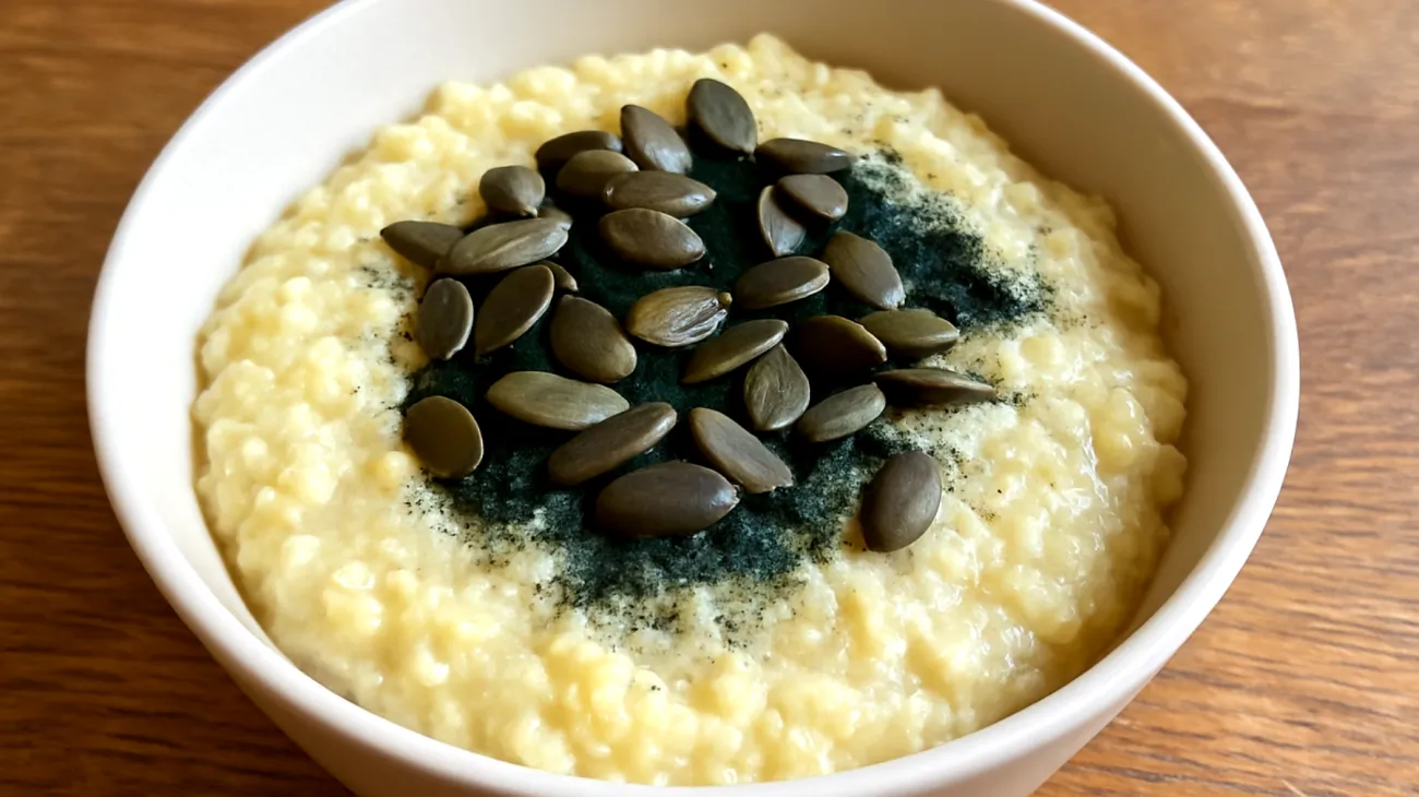Porridge di miglio con semi di zucca e spirulina"