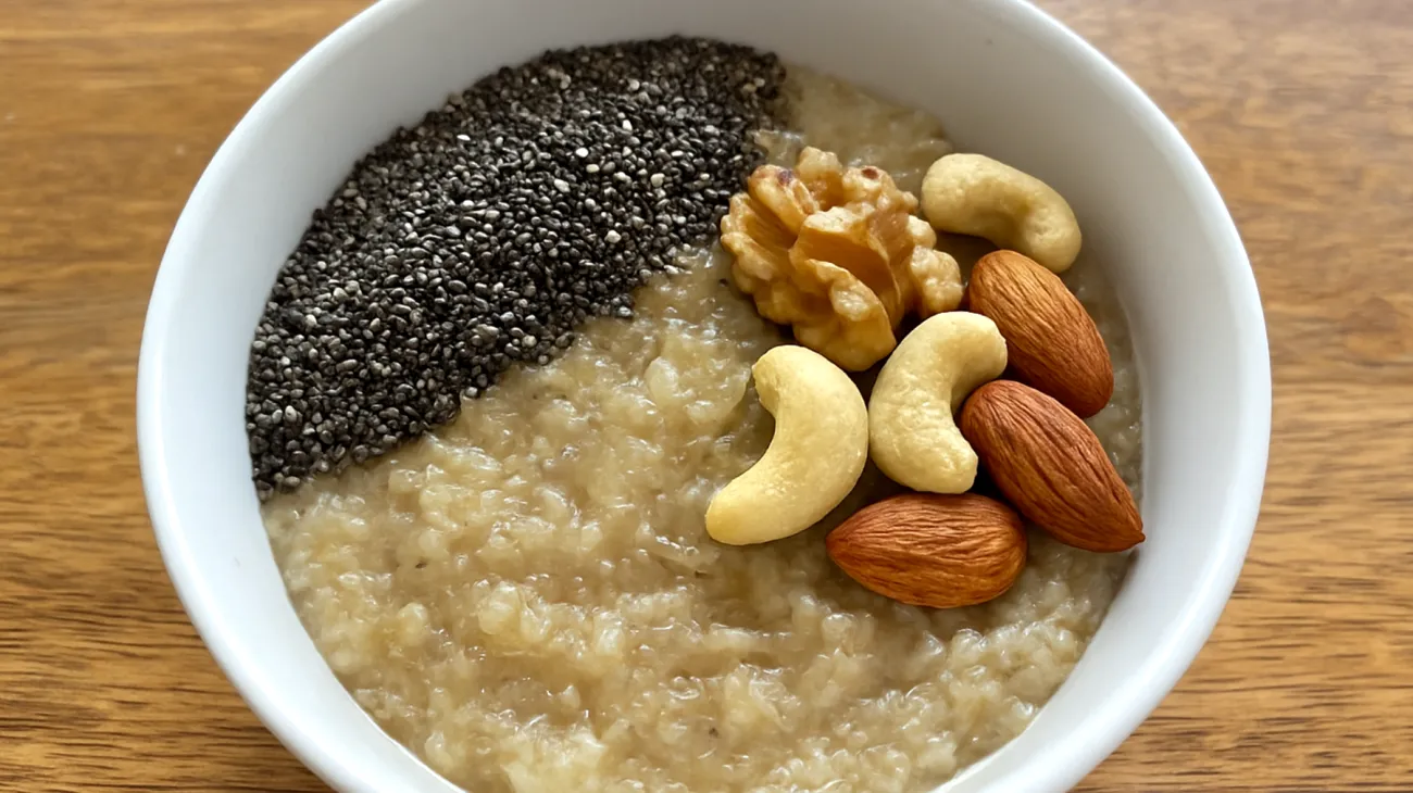 Porridge di quinoa con semi di chia e frutta secca"