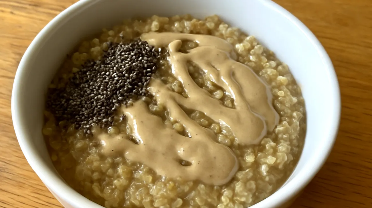 Porridge di quinoa con semi di chia e tahina"