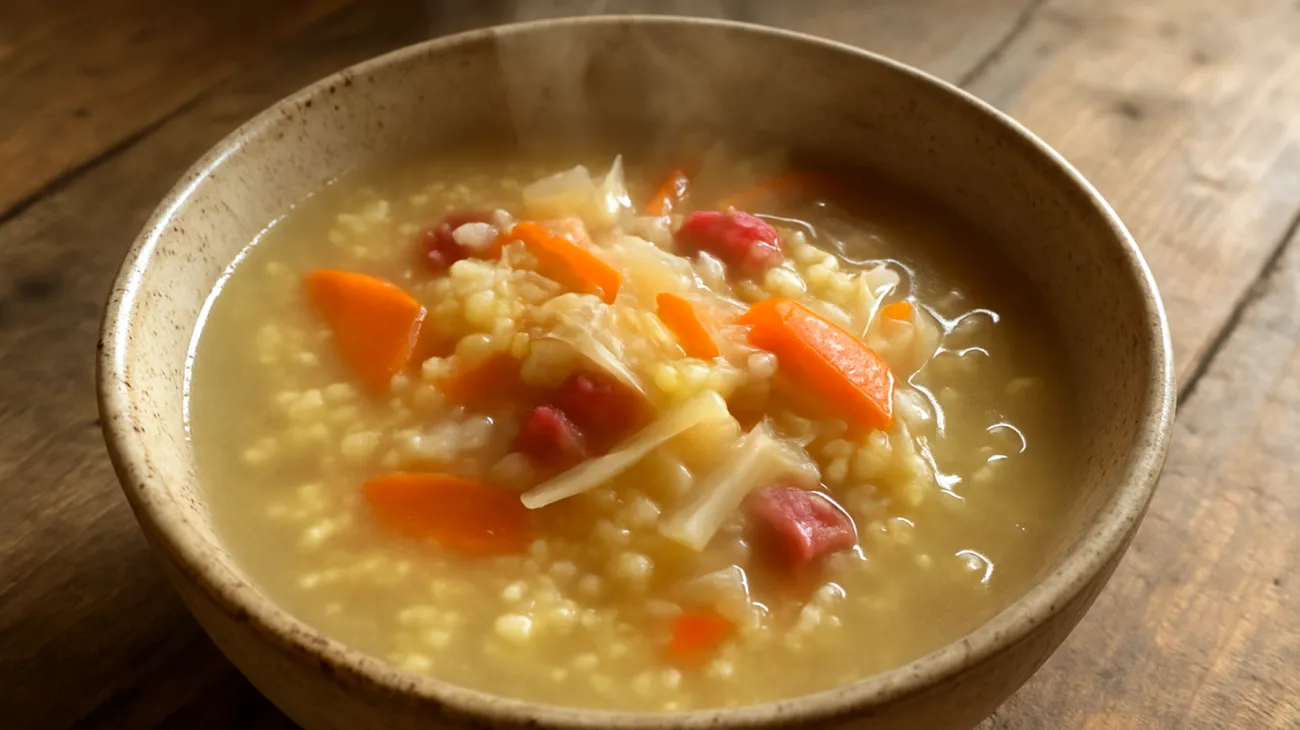 Zuppa di miglio con verdure fermentate"