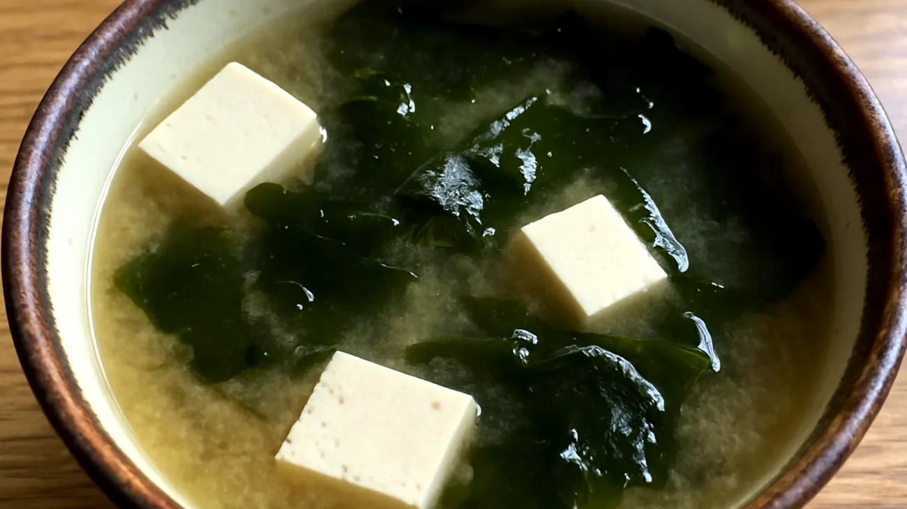 Zuppa di miso con alghe wakame e tofu"