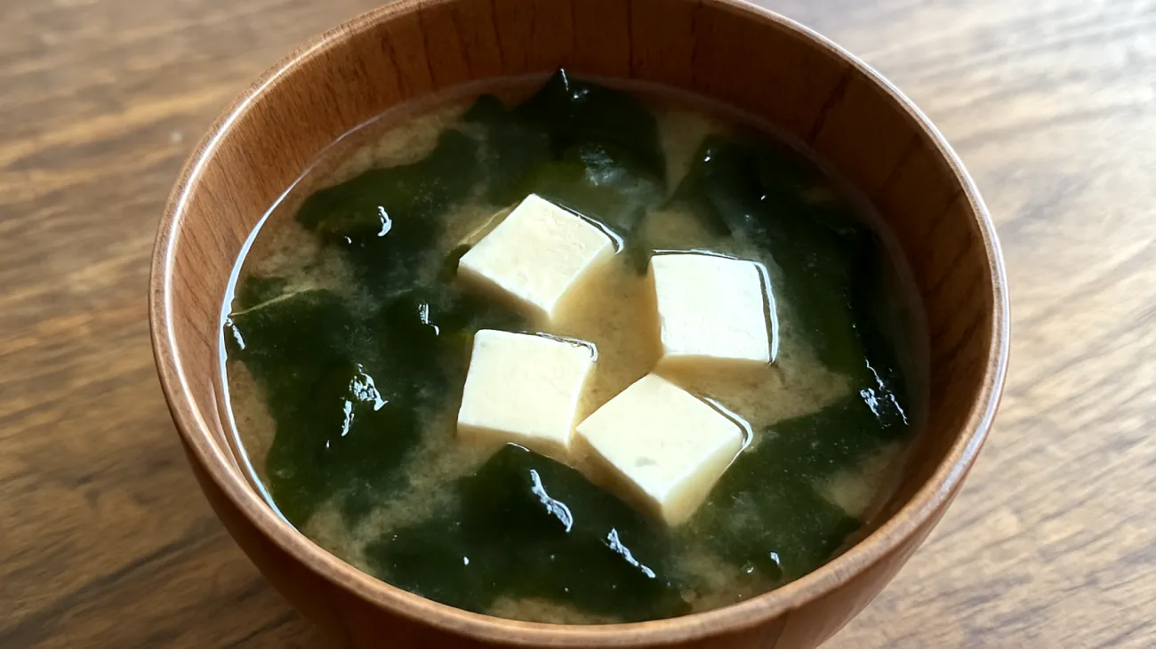 Zuppa di miso con alghe wakame e tofu"