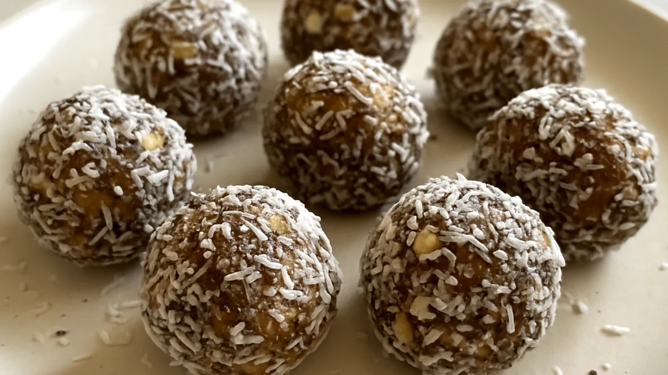 Energy balls con semi di chia, mandorle e cocco"