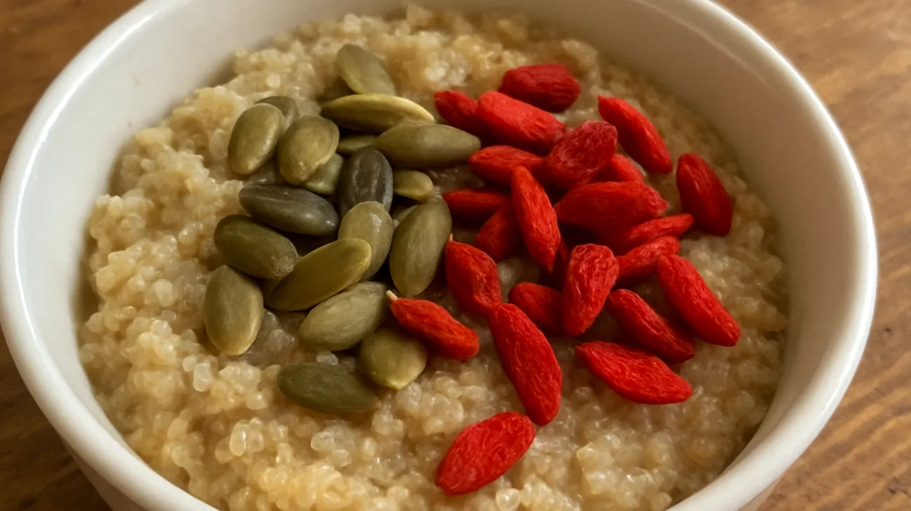Porridge di quinoa con semi di zucca e bacche di goji"