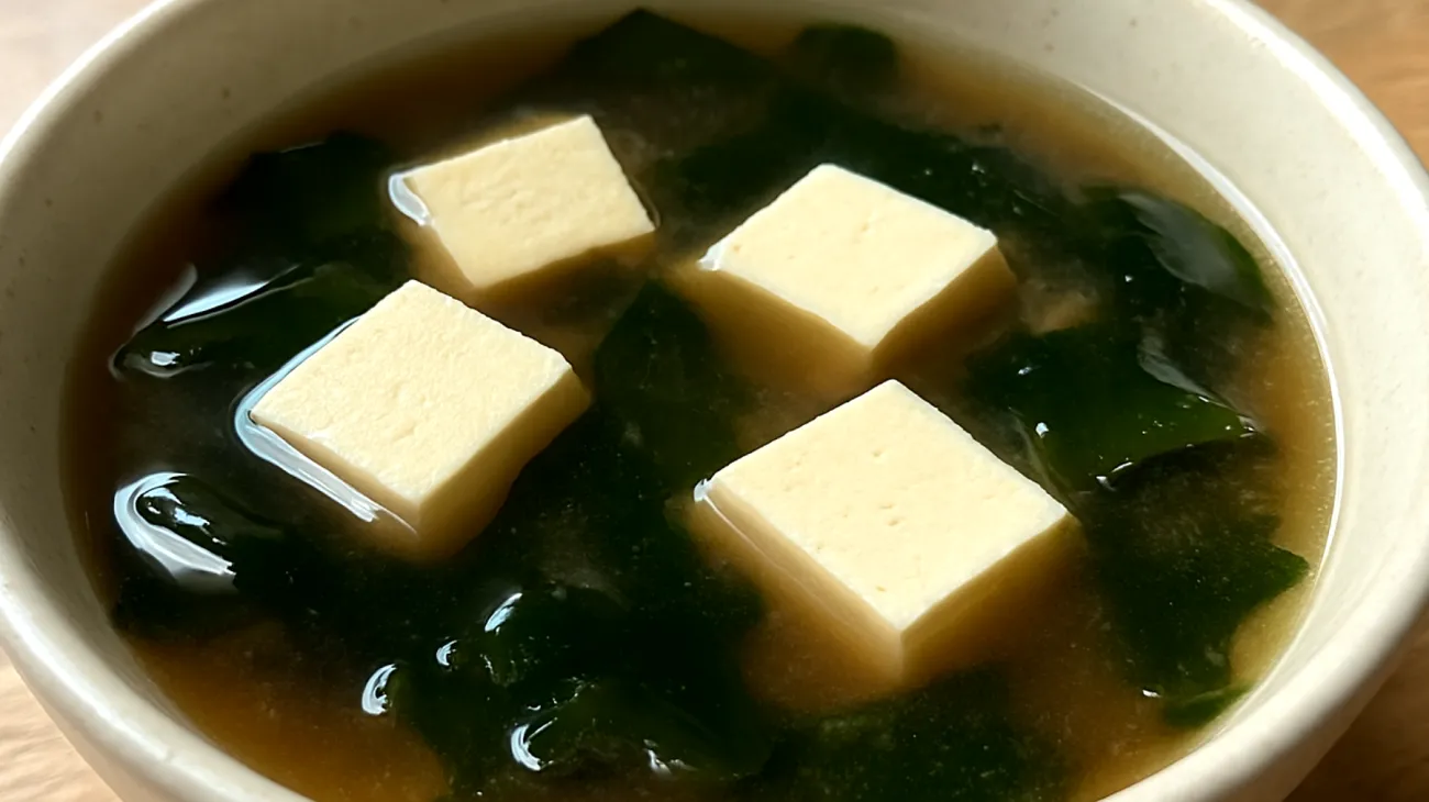 Zuppa di miso con tofu e alghe wakame"